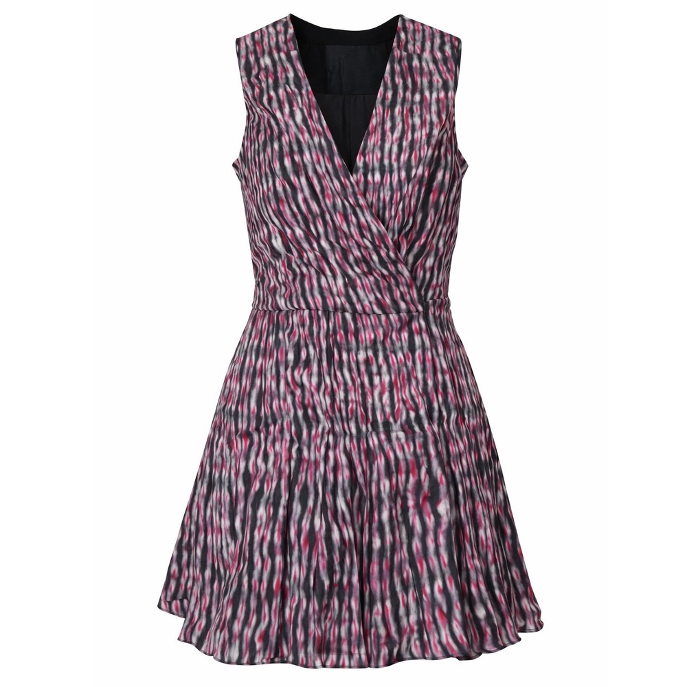 Proenza Schouler Silk Wrap Mini Dress Women's 2 Ikat Abstract Print Quiet Luxury